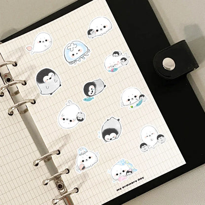 40pcs Cartoon Seal Penguin Stickers Can Be Used To Decorate Luggage Mirrors, Cabinets, Car Water Bottles, Etc., Self-Pasting