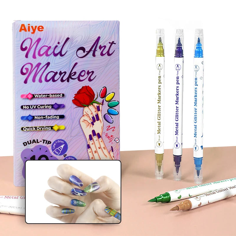 Nail Art Markers Customised Specialised Needle Tube Nail Art Pens Hand-Drawn Outline Pen Acrylic Paint Pen Set Acrylic Paintbrus
