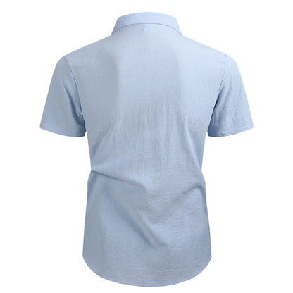 Men's Cotton Linen Shirt Summer Short Sleeve Male Tops 2026 Brand Clothing High Quality Shirts Casual Fashion Shirt For Men