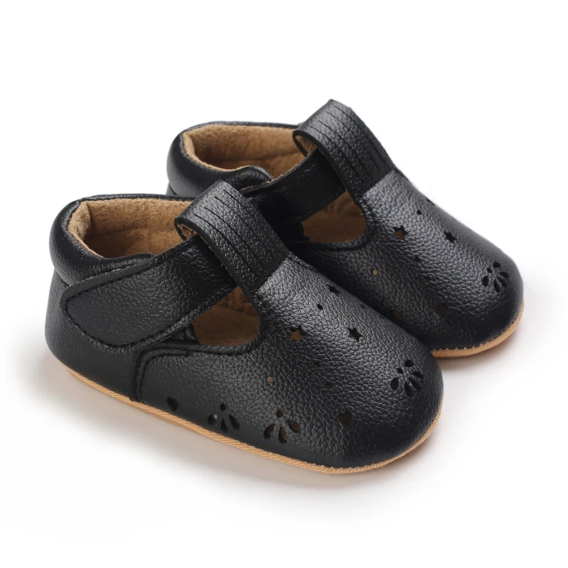 2025Black Fashion Newborn Party Princess Shoes  Boys And Girls' First Step Walking Shoes Rubber Soled Anti Slip Baby Shoes 0-18M