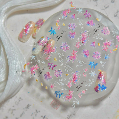 Ocean Shell Starfish Shell Conch Whale Dolphin Seahorse Coconut Tree Water Bubbles Self Adhesive Nail Art Sticker Manicure Decal