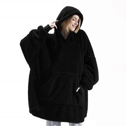 Winter Fashion Leisure Simple Hooded Sweater Warm Thick Hoodie Women Fleece Blanket With Sleeve Pocket Harajuku Trend Streetwear