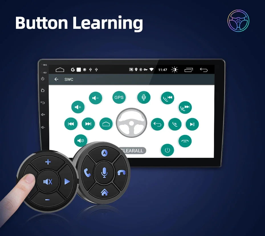 Junsun Universal Car Wireless Steering Wheel Control Button for for Android Autoradio 10 Key Functions Controller With LED Light