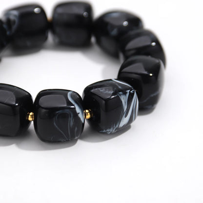 Acrylic Square Beads Elastic Bracelets for Women Boho Irregular Stone Shape Beaded Handmade Bracelet Bangle Retro Jewelry Gifts