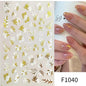 Black and White Love Flowers Line Art 3D Stickers Nail Decals Nail Art Accessories Butterfly Rose Nail Stickers Nail Sliders