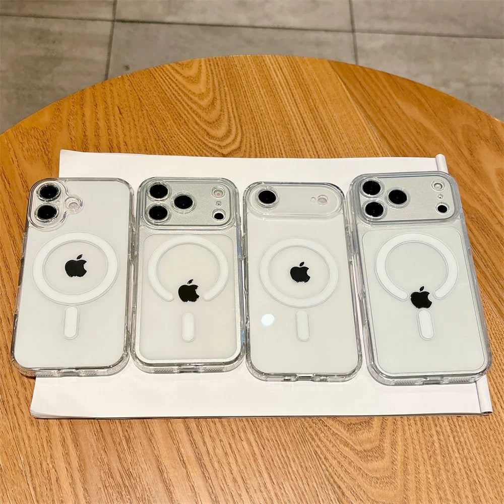 Luxury for Magsafe Magnetic Phone Case for iPhone 17 Pro Max 17 Air 16 Pro 15 14 13 12 11 Transparent Shockproof Protect Cover