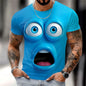 Summer New 3D Printed Funny Face T-shirt Fashionable Men's Holiday Short-sleeved Casual O-neck Loose T-shirt Streetwear