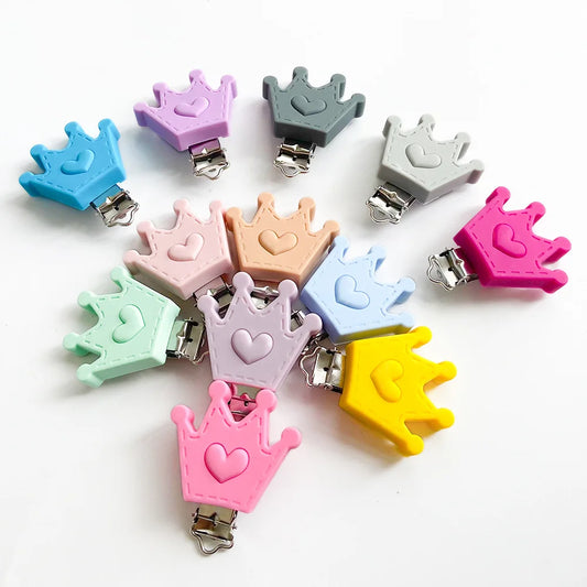 10pcs Silicone Heart Pacifier Clips DIY Baby Teething Teether Necklace Bead Tool Nurs Gift Nipple Chain Accessories