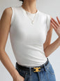 Camisole Vest for Women Cotton Round Neck Colourful Basic Sleeveless Undershirt Tops Tees with Coverage for Side Cleavage