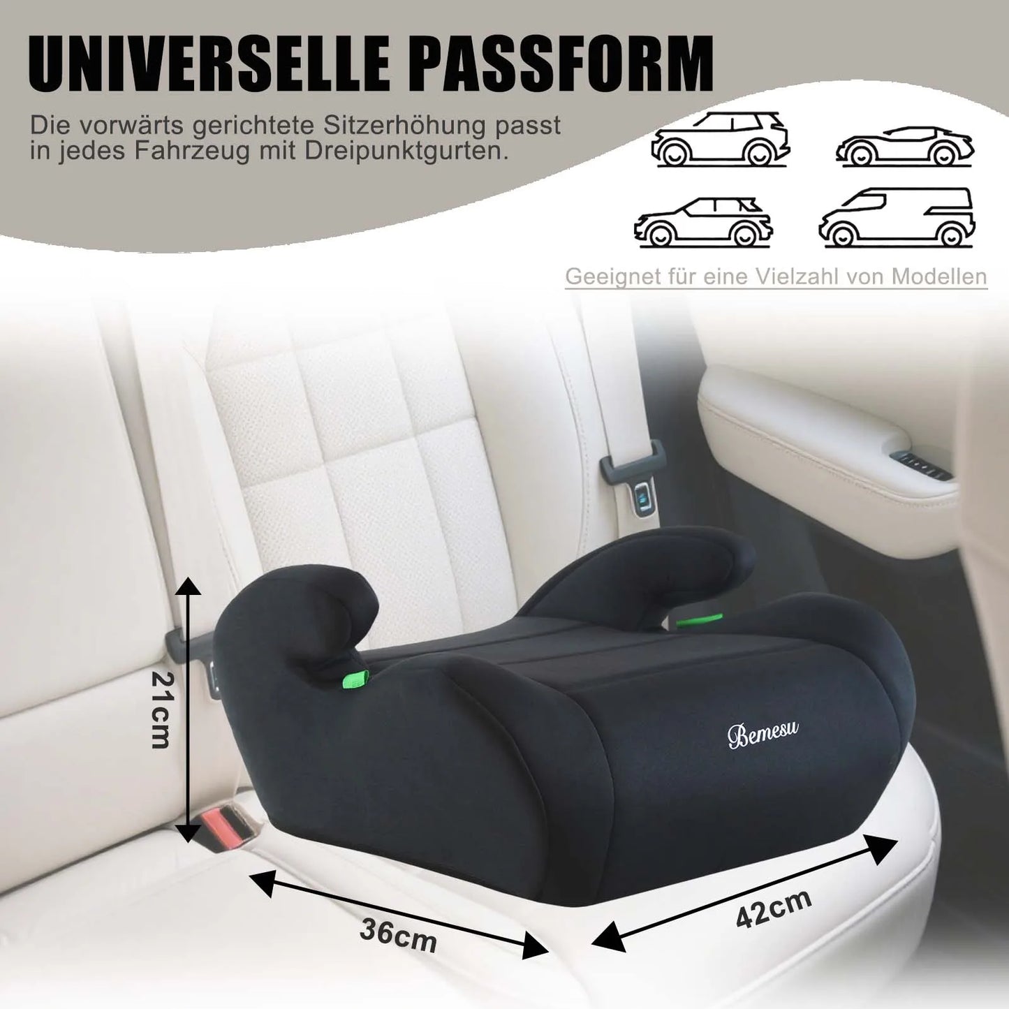 Child Car Safety Booster Seat, Compliant with I-Size Un Ece R129/03 Standard, Three-Point Safety Harness, Portable Child Safety Seat, Suitable for Ages 6-10 (Height 125- 150cm cm)