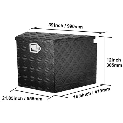 SucceBuy Trailer Tongue Box Aluminum Alloy Tongue Box Tool Chest Heavy Duty Trailer Box Utility Trailer Tongue Box for Pickup