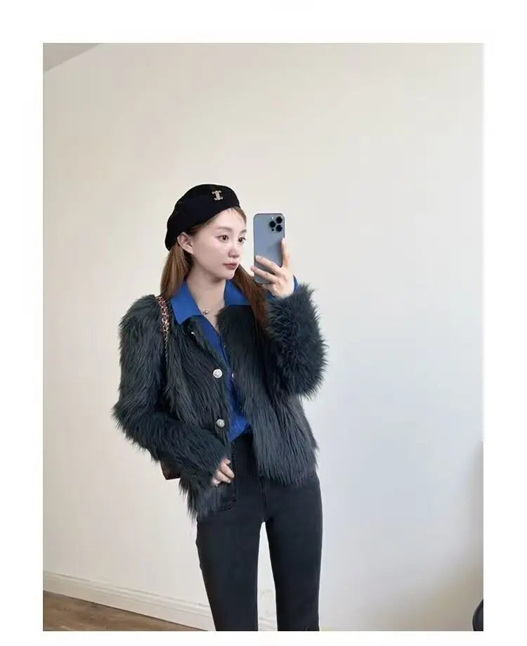 Imitation Mink Cashmere Knitted Cardigan Sweater Coat Women Autumn And Winter 2023 Popular European Soft Cardigan Sweater Female