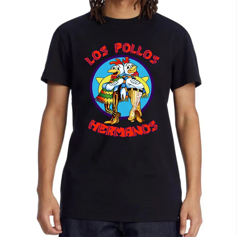 Summer Men Short Sleeved High Quality Cotton Blend Breaking Bad LOS POLLOS Chicken Brothers Printed Casual For Men T-shirt Male
