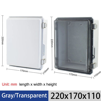 IP67 Waterproof Gray/Transparent Cover Enclosure Juction Box ABS Plastic Outdoor Electronic Instrument Hinge Case