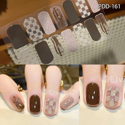 1PC Gel Nail Sticker Patch Slider Flower Gradient Color Back Glue Full Cover Waterproof Gel Nail Sticker UV Lamp Curing Manicur