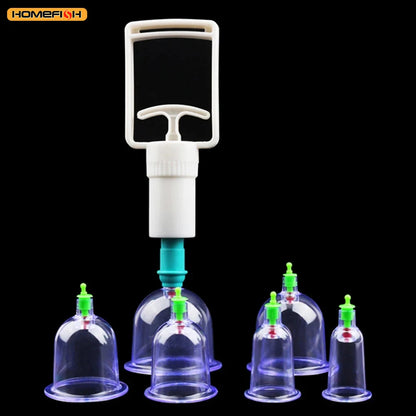 6-Piece Suction Cup Set with Hand Pump – Vacuum Cupping Tool for Back & Body Use