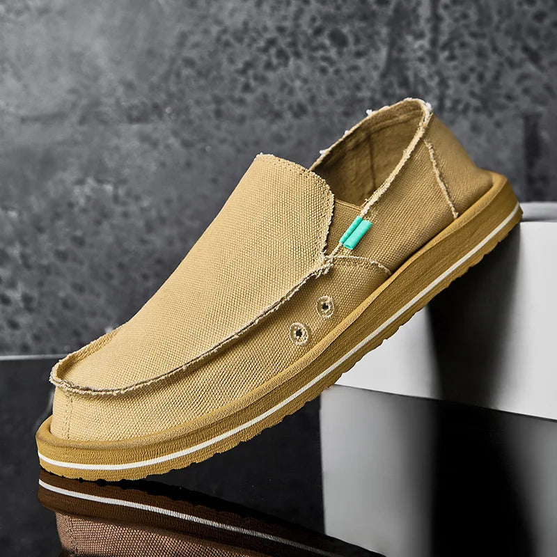 2025 New Spring Handmade Canvas Casual Men Shoes Design Fashion Sneakers Man Loafers Breathable Low Top Flat Shoes Soft Driving
