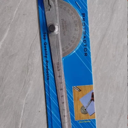 Stainless Steel Adjustable Protractor, Precision Angle Measuring Tool for Woodworking, Carpentry & DIY