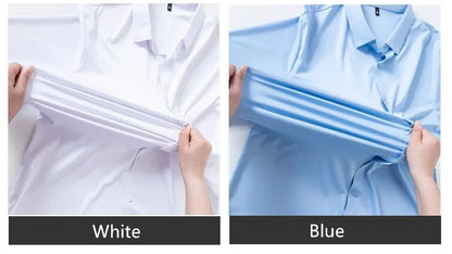 Premium Men's Ultra Stretch Dress Shirts Long Sleeve High Quality Business Formal Wrinkle-free Soft White Social Male Clothing