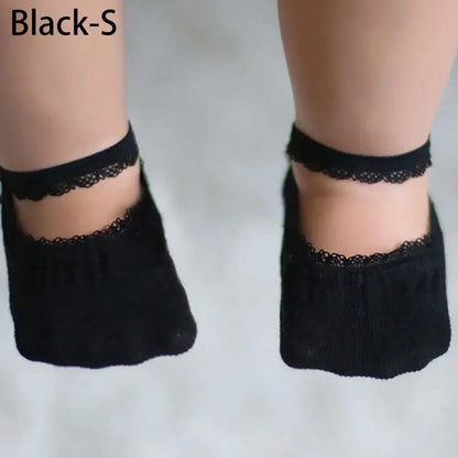 Baby Socks Newborn Socks Summer Lace Baby Socks Solid Color Princess Baby Girl Socks Infant Anti-slip Socks With Rubber Soles