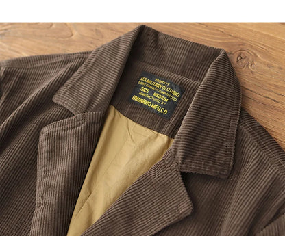 Heavyweight corduroy casual blazer for men American retro Ame Kaji loose jacket