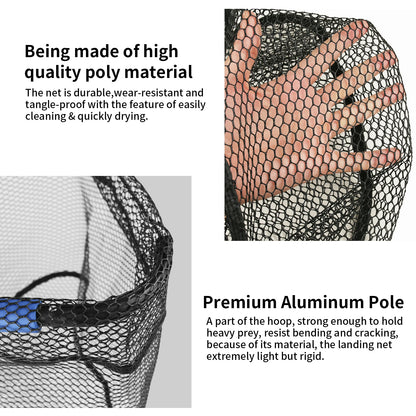Telescopic Fishing Net with Blue Foam Rubber Coated  Foldable Collapsible Fish Landing Net for Saltwater Freshwater Fish Catch
