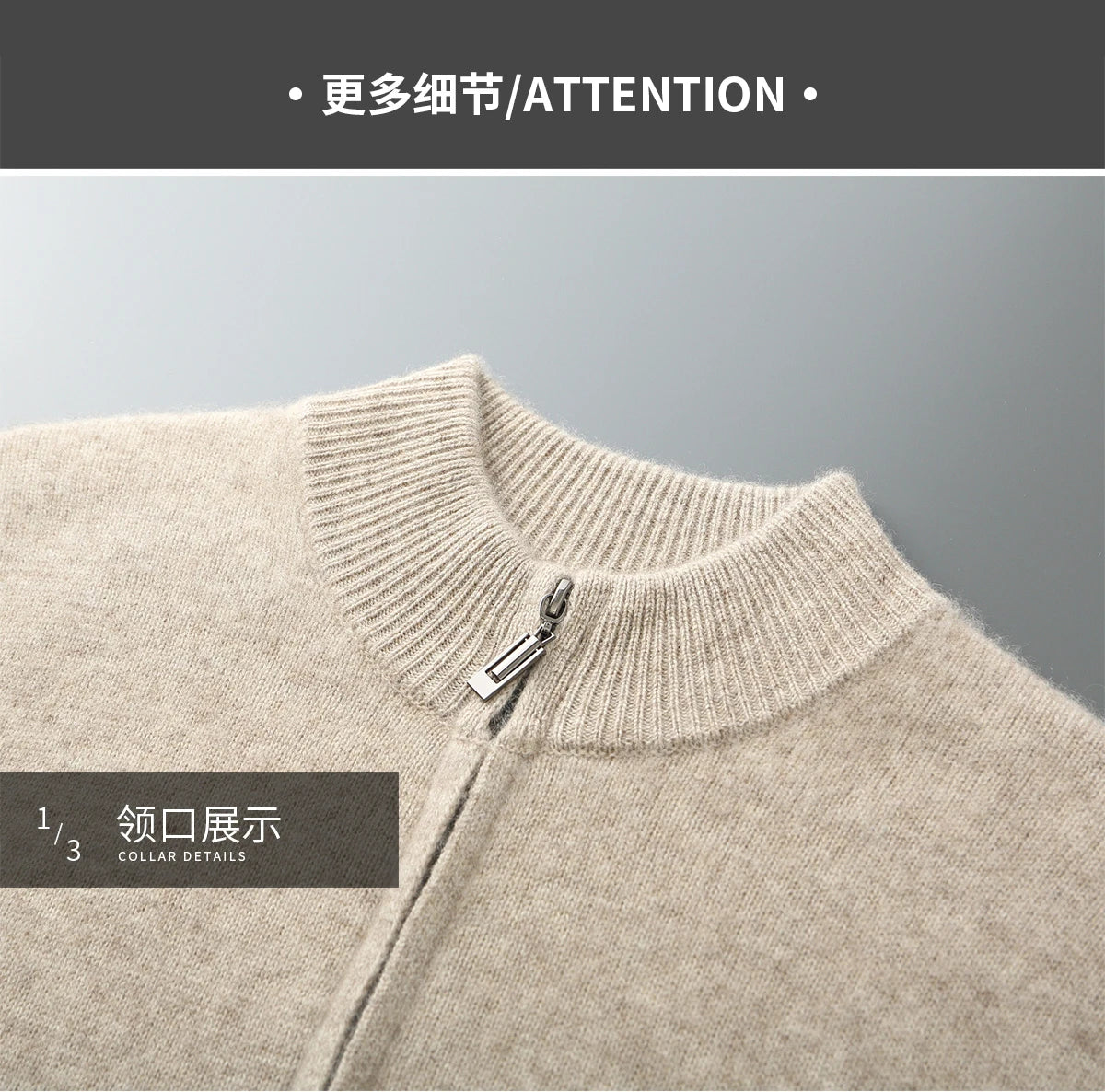100% Merino Wool Two-piece Suit for Men Autumn Winter Knitting Zipper Cardigan and Slim-fit Pants Warm Thickened Clothing Sets