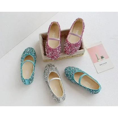 2025 Spring 1 to 12 years old girls dress shoes Beauty Pointed Toe Teen Girl Leather Shoes Bling Princess Wedding Shoes