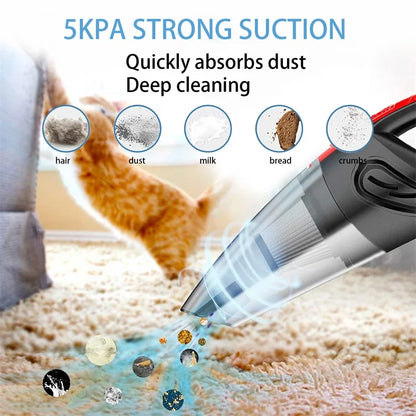 Portable Handheld Wireless Vacuum Cleaner Powerful Suction Rechargeable Cleaning Appliance Quick Charge for Car Home Pet Hair
