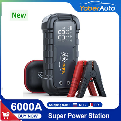 6000A Jump Starter 150W DC PD45W Car Battery Charger 3.3 LED Screen 600 Lumens Flashlight Battery Charger Super Starting Device