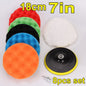 8Pcs 3-7Inch Foam Polishing Pad Set Thread Buffing Disc with Drill Adaptor for Auto Car Polisher Detailing Power Tools