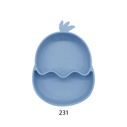 Baby Silicone Suction Cup Bowl Cute Bear Design Macaron Color 100% Food Grade Silicone BPA Free Double plate design for meals