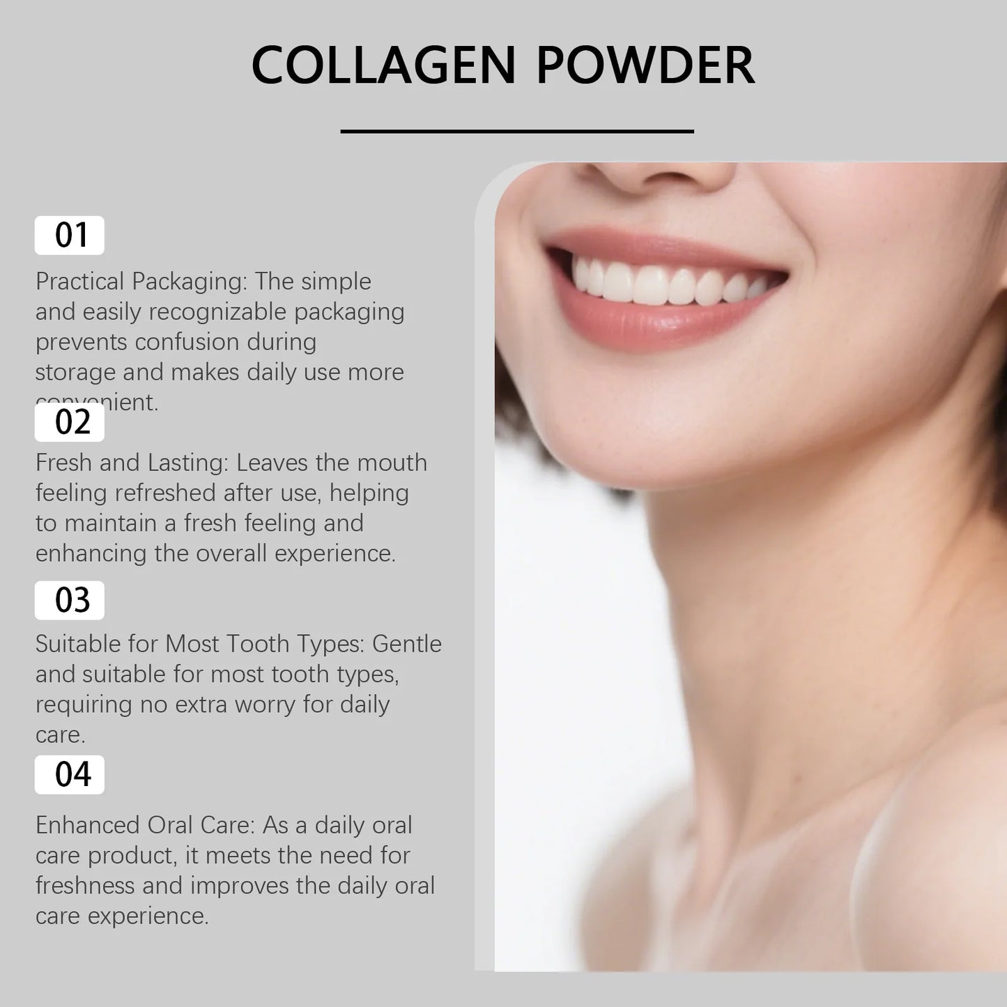 Collagen Tooth Powder Brighten Teeth Soothe Gum Removing Dental Plaque Fresh Breath Relieve Dental Caries Oral Care Teeth Powder