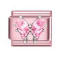 2025 New Women Romantic Pink Cherry Heart Shiny CZ Italian Charm Links Fit 9mm Bracelet Stainless Steel DIY Making Jewelry Gifts