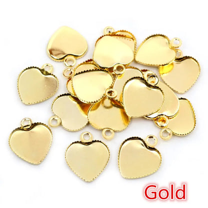 30pcs 12mm Stainless Iron Material Heart Blank Base Setting Fit 12mm Heart Cabochon Pendant Bezel Trays DIY Jewelry Findings