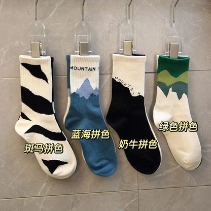 5 Pairs Socks MEN'S Mid-calf Spring and Autumn Sports Sweat Anti-odor MEN'S Socks Thin Sports Socks