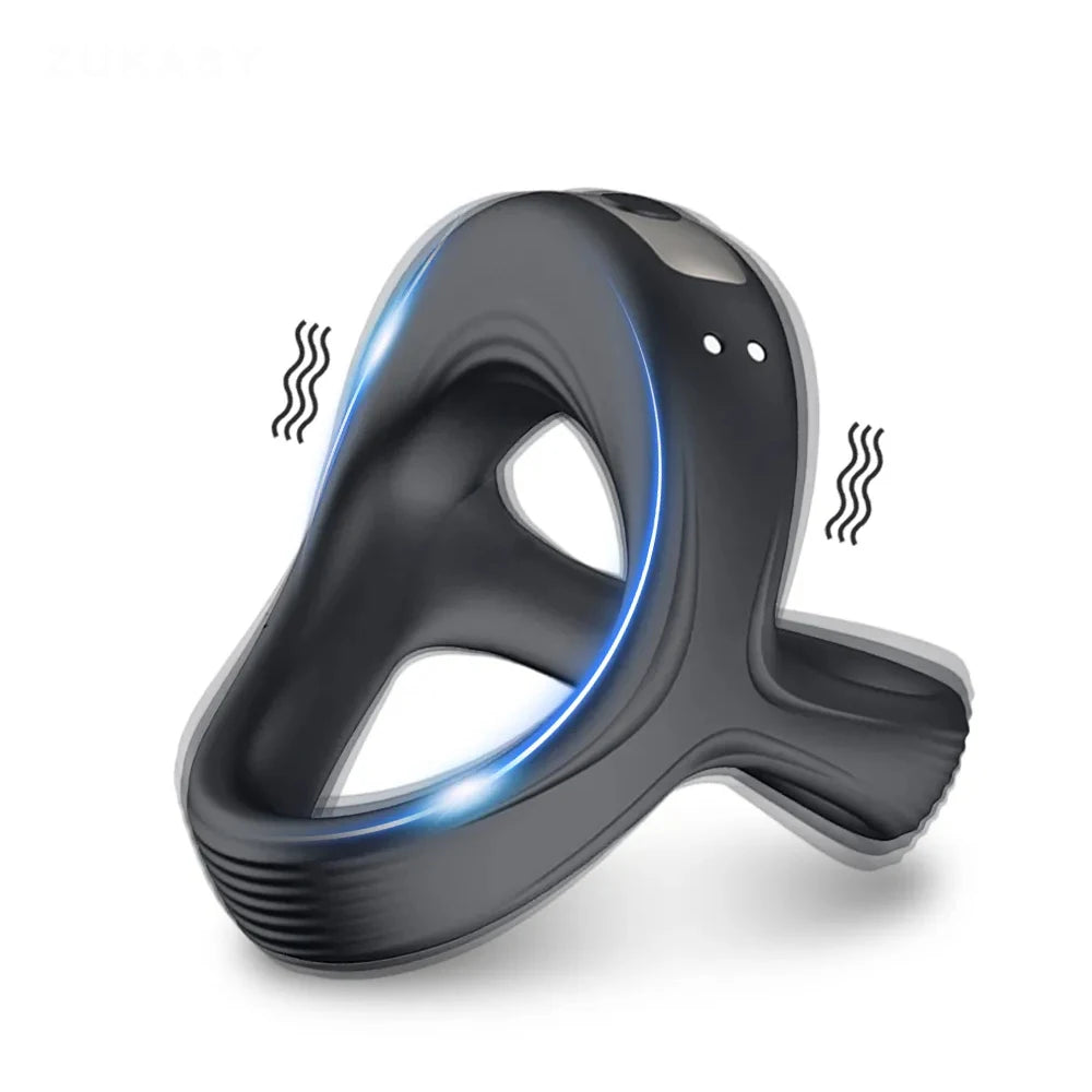 Men Penis Ring Vibrator Sex Toy 10 Vibration Modes Rechargeable Waterproof Cock Lock Ring for Male Adult Sex Product