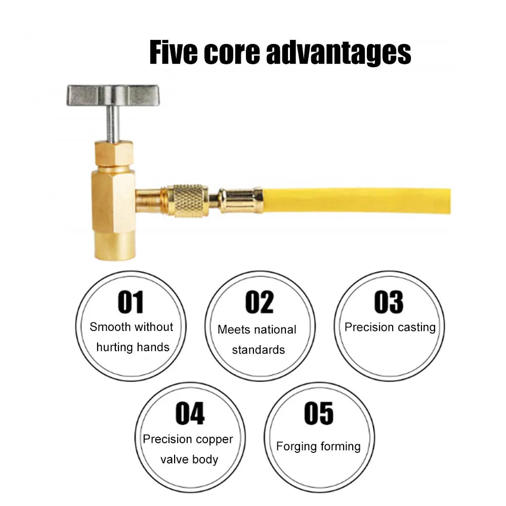 1/2 ACME Tap Opener Valve Car Accessories Car Air Conditioner Auto Can Dispensing Bottle 1/4 Thread Adapter R-134a Refrigerant