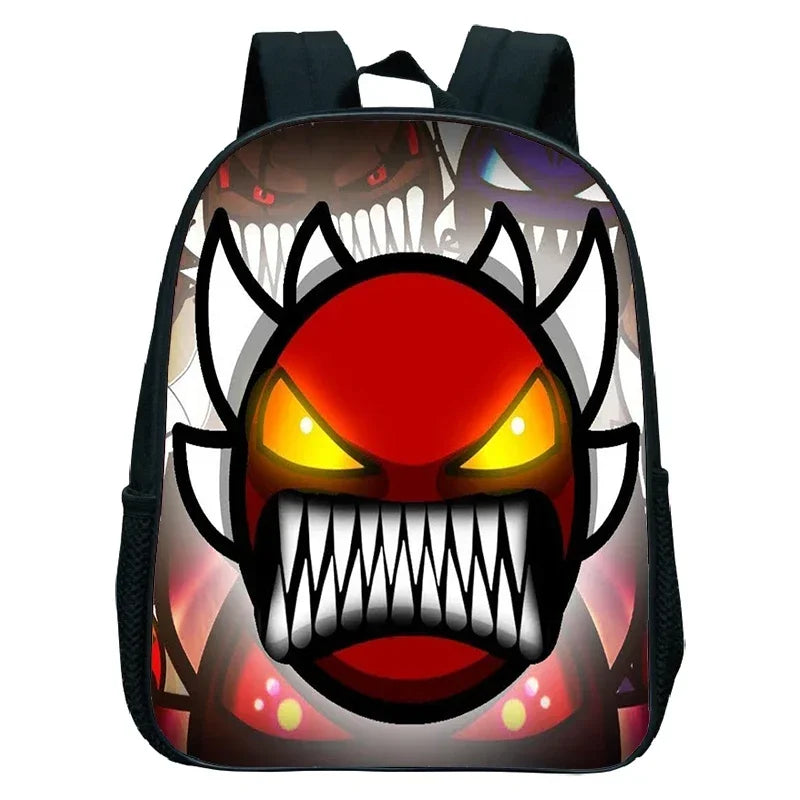 16 Inch Angry Geometry Dash Backpack Boys Girls Bookbag Cartoon Game Kids Kindergarten School Bags Toddler Childcare Backpack