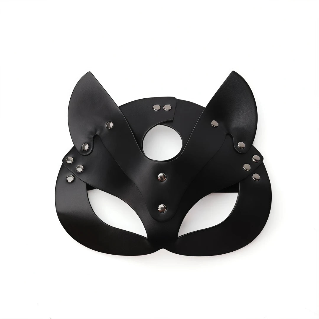 Leather Cat Mask & Body Harness Set Women Erotic Bondage BDSM Fetish Lingerie Gothic Masquerade Cosplay Accessories