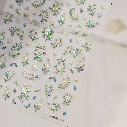 1Sheet 5D Soft Embossed Relief Nail Stickers Cute Daisies Self Adhesive Slider Stickers Press On Nails DIY Japanese Nail Art Dec