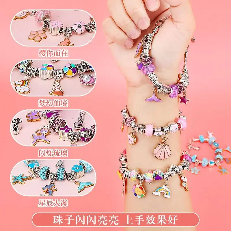Diy Jewelry Making Kit Toys DIY Beaded Bracelet Set with Storage Box for Girls Gift Acrylic European Large Hole Beads Handmade