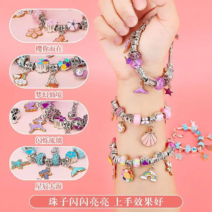 Diy Jewelry Making Kit Toys DIY Beaded Bracelet Set with Storage Box for Girls Gift Acrylic European Large Hole Beads Handmade