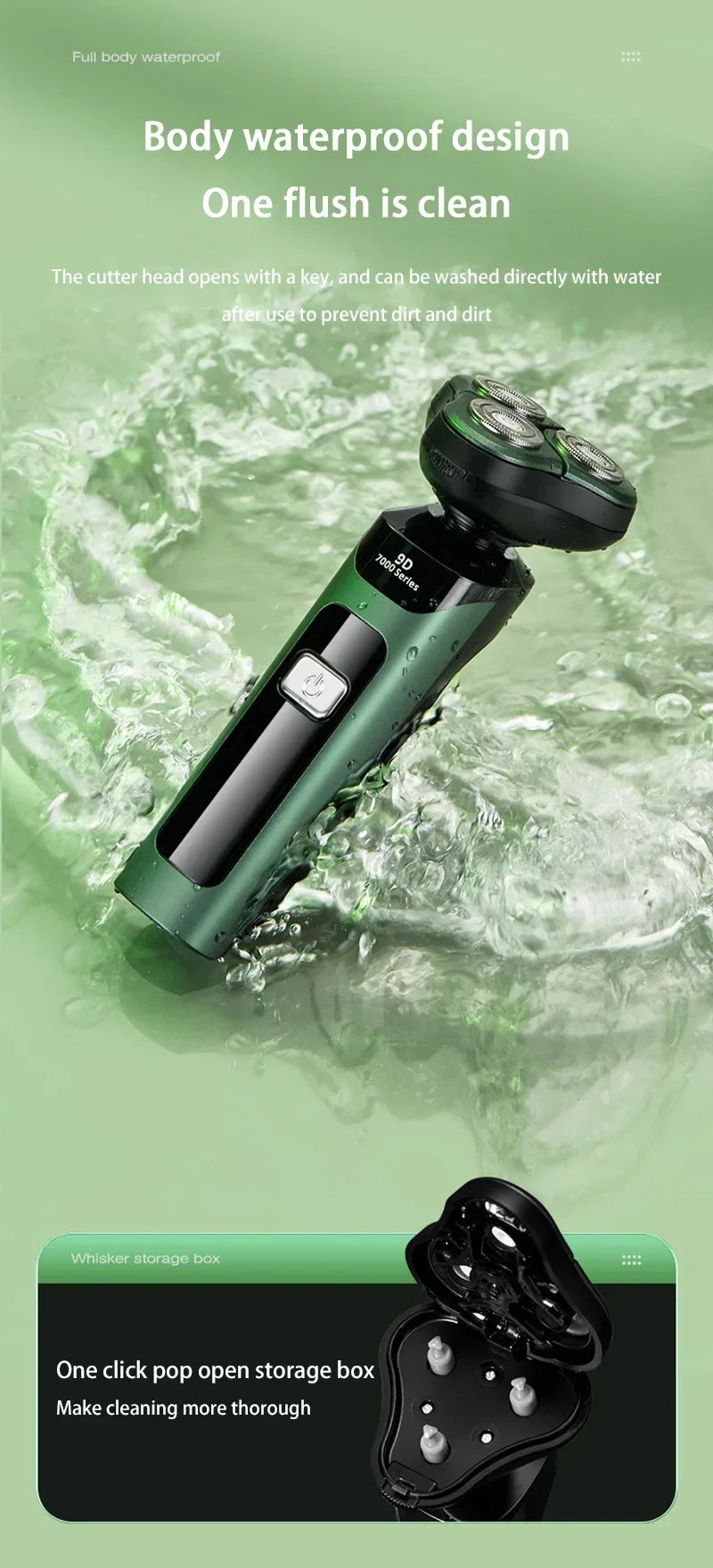 Men's Electric Shaver Intelligent Digital Display Waterproof Full Body Wash High Power Rechargeable Beard Trimmer