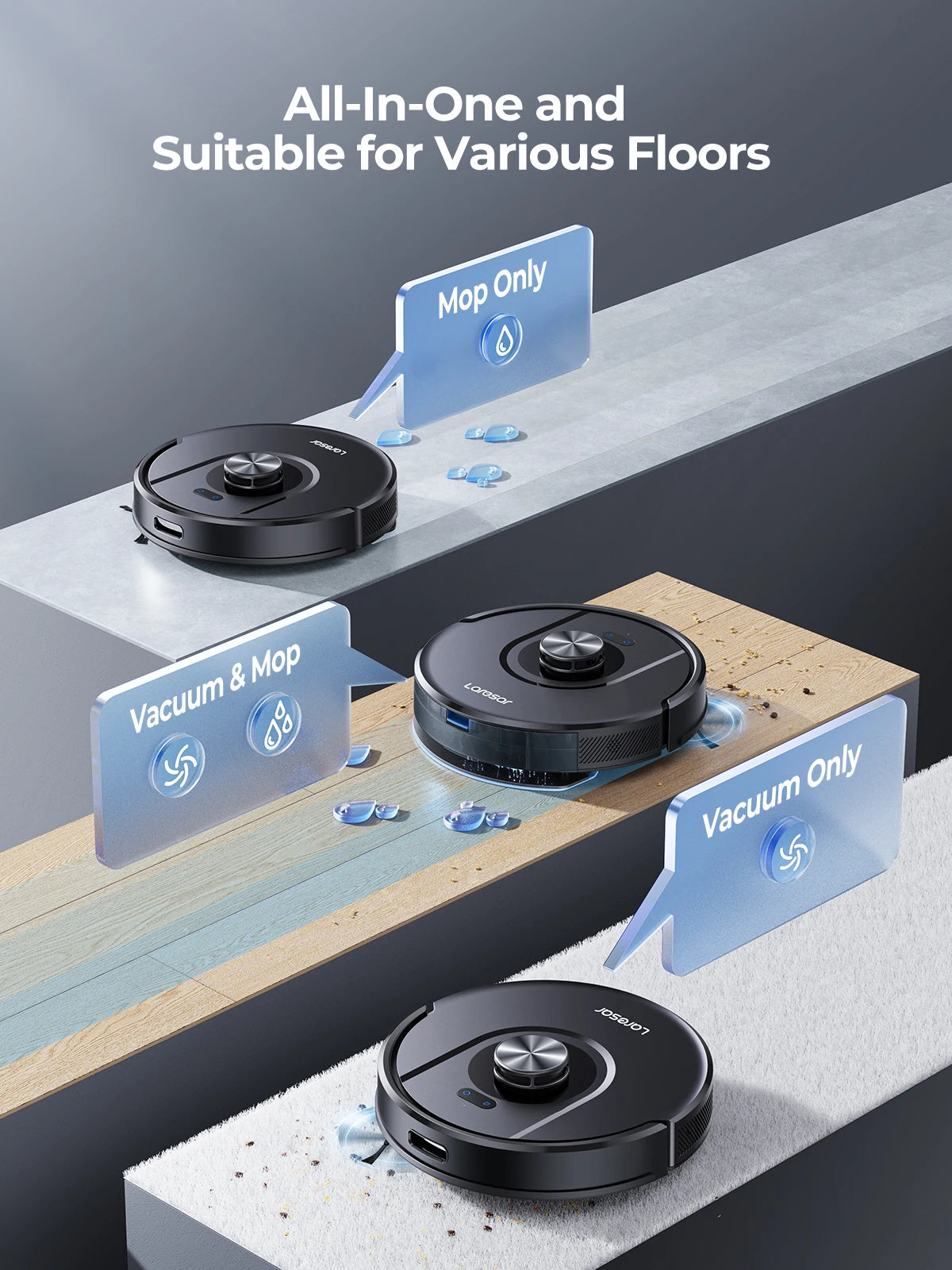 Laresar Mars01 Robot Vacuum Cleaner Mop LDS Lidar Navigation 5000Pa Smart Planned Mapping Home Floor Wash Carpet Pet Hair Clean