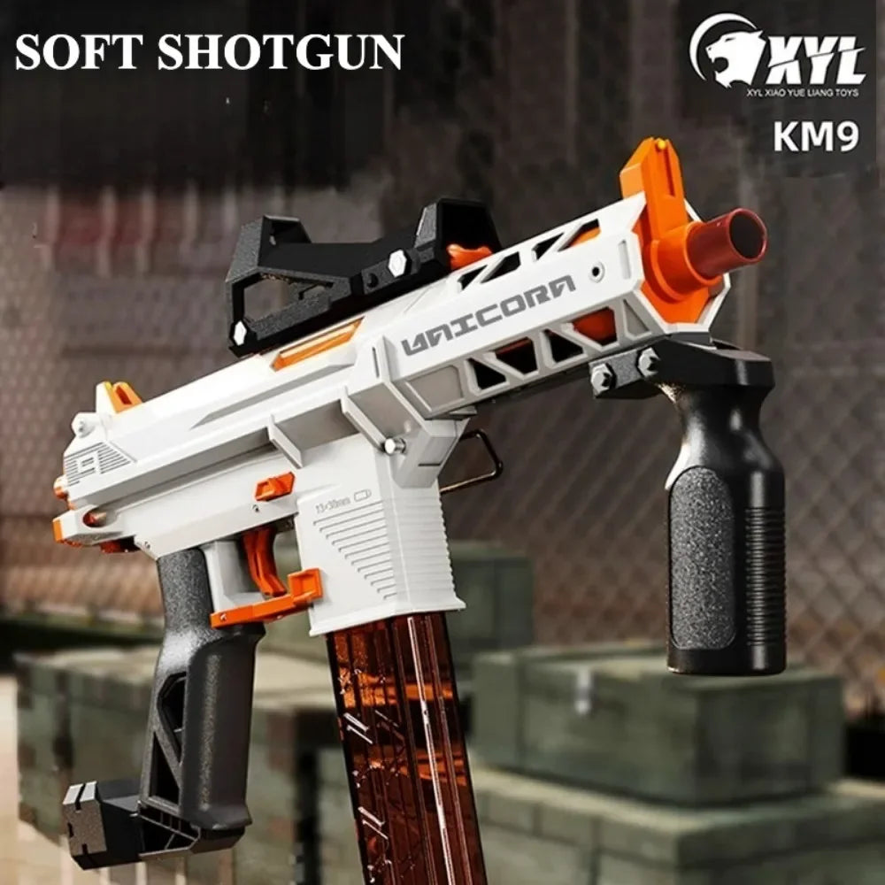 KM9 Unicorn Nylon Soft Powder Launcher Handheld Adult Soft Powder Gun Toy Model Birthday Holiday Gift