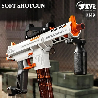 KM9 Unicorn Nylon Soft Powder Launcher Handheld Adult Soft Powder Gun Toy Model Birthday Holiday Gift