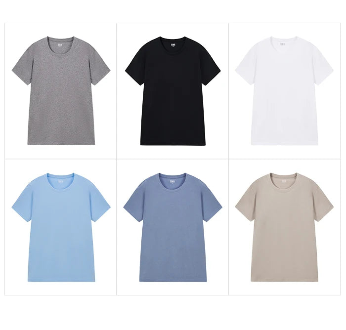 Semir Short Sleeve Men T-Shirt Cotton 2026 Summer New Man Clothing Thin And Versatile T Shirt Couples Solid Color Tops