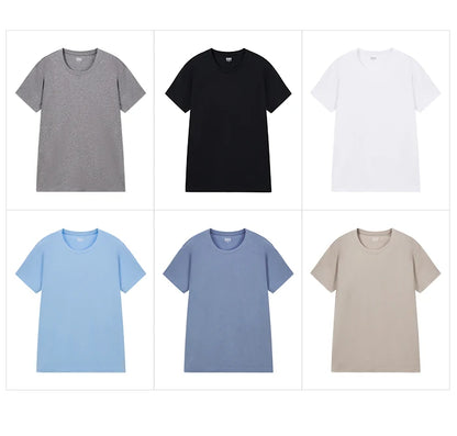 Semir Short Sleeve Men T-Shirt Cotton 2026 Summer New Man Clothing Thin And Versatile T Shirt Couples Solid Color Tops