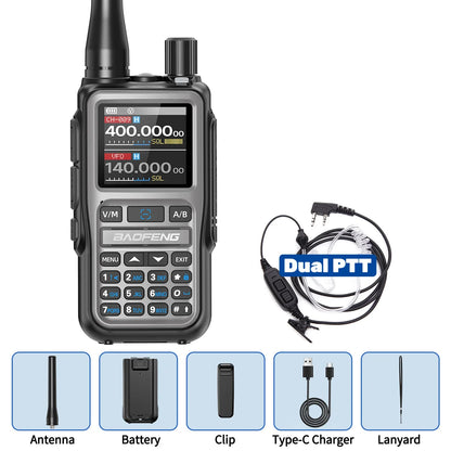 BAOFENG UV-5R Mini Walkie Talkie Full Band Bluetooth Programming Wireless Copy Frequency 2 PTT AM FM Type-C Long Range Ham Radio
